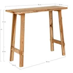 Sidetable Teakhout Naturel - 90x30x80cm - Landelijke Stijl