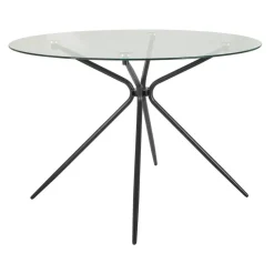 Silvie - Ronde eettafel Ø110 cm 4 zitplaatsen in glas / zwart