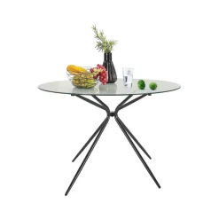 Silvie - Ronde eettafel Ø110 cm 4 zitplaatsen in glas / zwart
