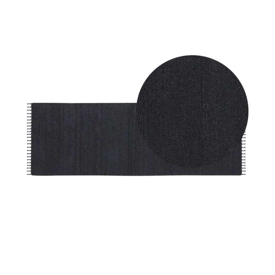 SINANKOY - Loper tapijt - Zwart - 80 x 300 cm - Jute