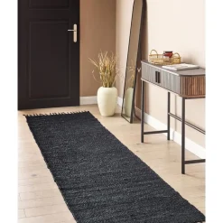 SINANKOY - Loper tapijt - Zwart - 80 x 300 cm - Jute