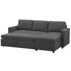 Slaapbank Turijn met opbergruimte - antraciet - 82x215x145 cm