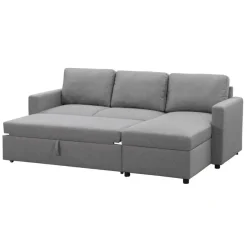 Slaapbank Turijn met opbergruimte - grijs - 82x215x145 cm