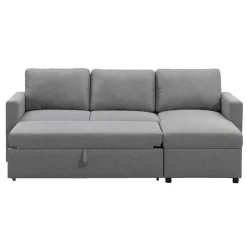 Slaapbank Turijn met opbergruimte - grijs - 82x215x145 cm