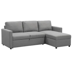 Slaapbank Turijn met opbergruimte - grijs - 82x215x145 cm