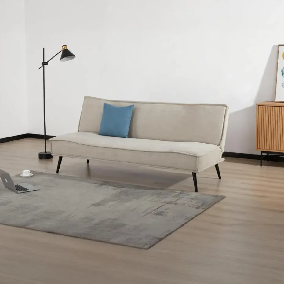 Slaapbank 3-Zits - Beige Stof - Zithoogte 43cm - 181x83x81cm - Mali