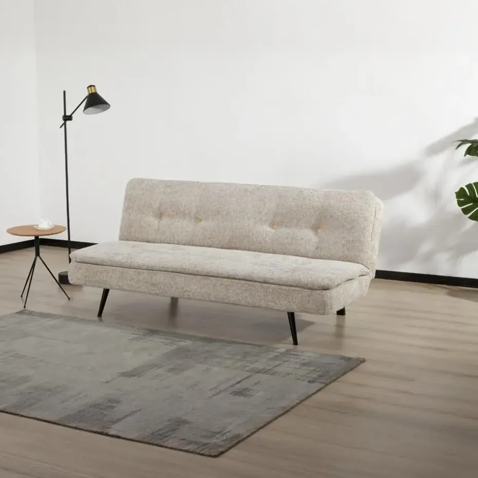 Slaapbank 3-Zits - Taupe Stof - Zithoogte 41cm - 179x87x80cm - Olive