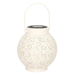 Solar lantaarn - voor buiten - H16 cm - wit - metaal - tafellamp