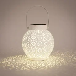 Solar lantaarn - voor buiten - H16 cm - wit - metaal - tafellamp