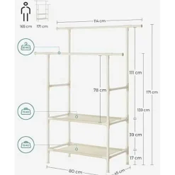 Songmics Metalen kledingstandaard belastbaar tot 70 kg, eenvoudige montage, 2