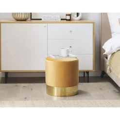 SOPHIA - Poef - Geel - 39 cm - Fluweel