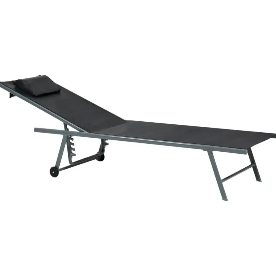 SORONI - Ligstoel set van 2 - Grijs/Zwart - Staal