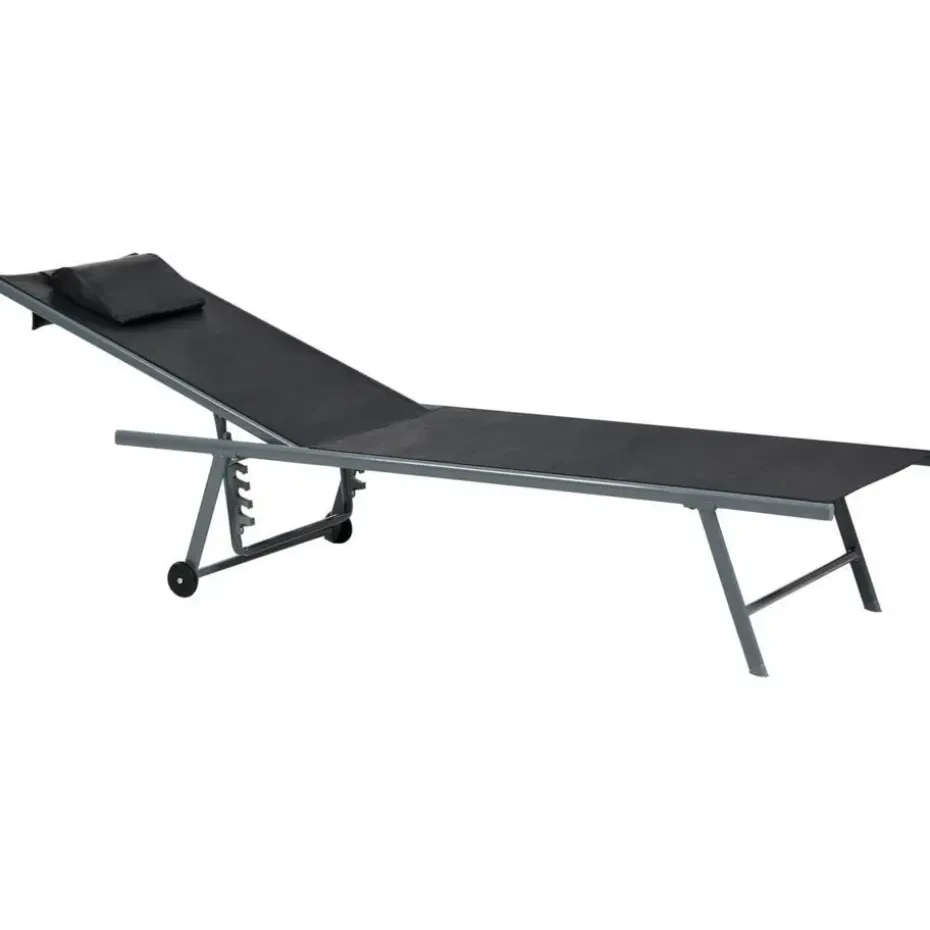 SORONI - Ligstoel set van 2 - Grijs/Zwart - Staal