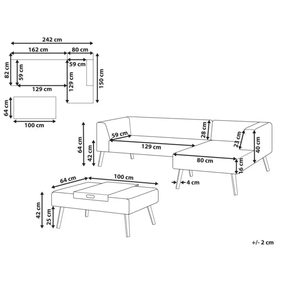 SORRIVOLI - Loungeset 4-zits - Beige - Olefine