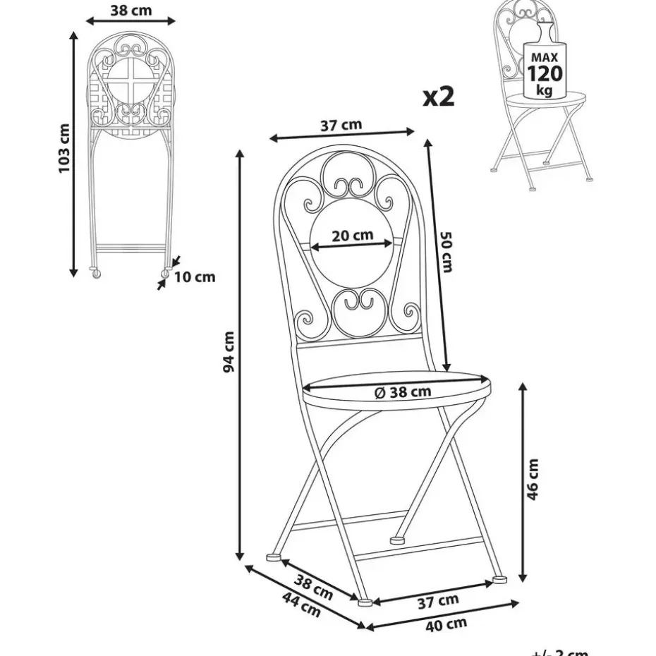 SPELLO - Tuinstoel set van 2 - Wit - Metaal