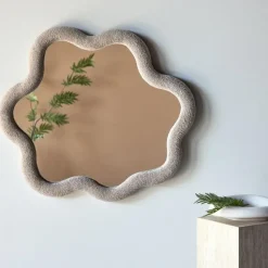 Spiegel Beige Bouclé - 70x70x3,5cm - Kungsbacka