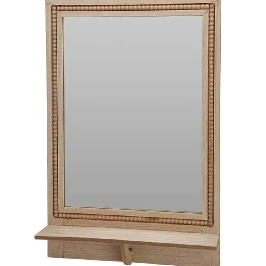 Spiegel met plank - vierkant - MDF - kralen rand - 40 x 10 x 60cm