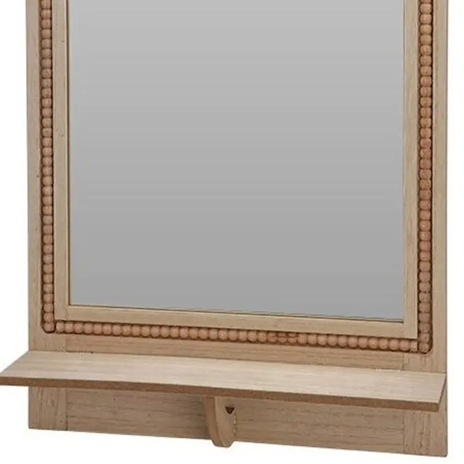 Spiegel met plank - vierkant - MDF - kralen rand - 40 x 10 x 60cm