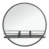 Spiegel met plateau Roel - zwart - 12xØ50 cm