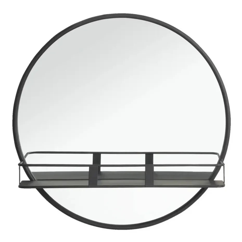 Spiegel met plateau Roel - zwart - 12xØ50 cm