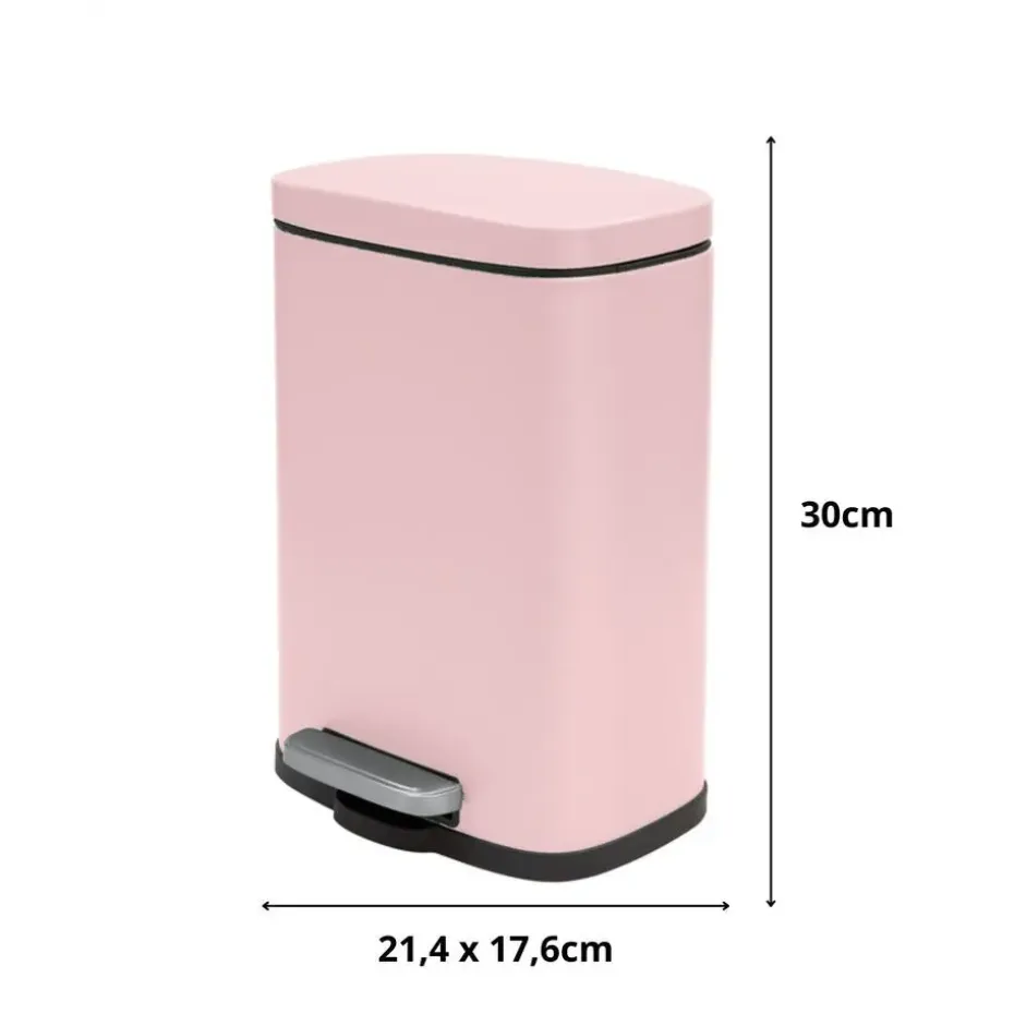 Spirella Pedaalemmer Venice - lichtroze - 5L - metaal - 21x30 cm