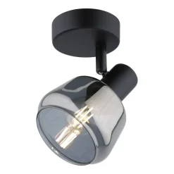 Spot Noah - smoke glas zwart - E14