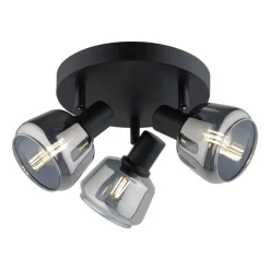 3-Spot Noah smoke glas zwart E14