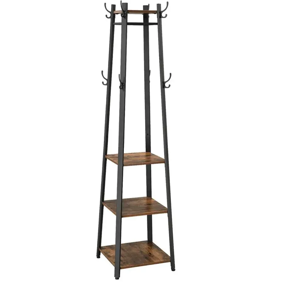 Staande kapstok - industriële look - 8 haken - 45x181x45 cm - vintage bruin