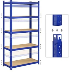 Stalen stellingkast met 5 etages, 875 KG, 40x90x180cm, blauw