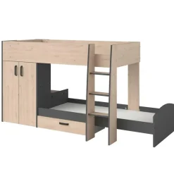 Stapelbed Stim met kast & lade - eik/grijs