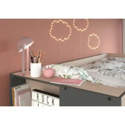 Stapelbed Stim met kast & lade - eik/grijs