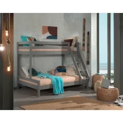 Stapelbed Triple 3-persoons hout - grijs