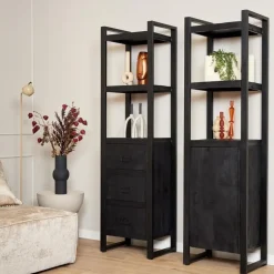 StarFurn - Boekenkast Boaz Black 1 deur - 55 cm - zwart