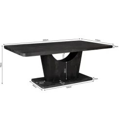 Starfurn - Eettafel Voco - Zwart - 110x200x76 cm