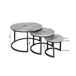 StarFurn - Ronde salontafels Denver - set van 3 - naturel