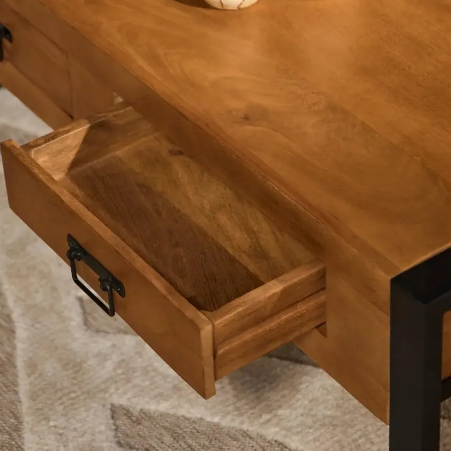 StarFurn - Salontafel Boaz met 2 lades - 120 cm - naturel