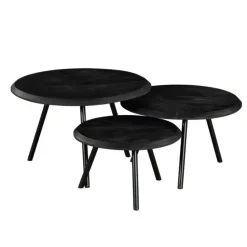 StarFurn - Salontafel Ohio Ø70 cm set van 3 - zwart