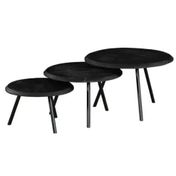 StarFurn - Salontafel Ohio Ø70 cm set van 3 - zwart