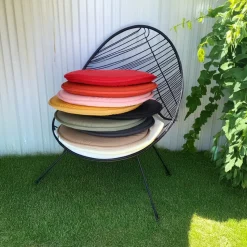 Stof Textile Home stoelkussens - antraciet - D40 x H3 cm