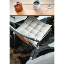 Stof Textile stoelkussen - creme beige - 38 x 38 x 5 cm