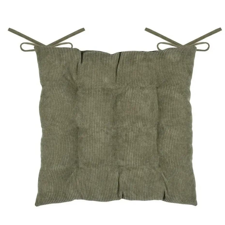 Stof Textile stoelkussen - olijfgroen - 38 x 38 x 5 cm