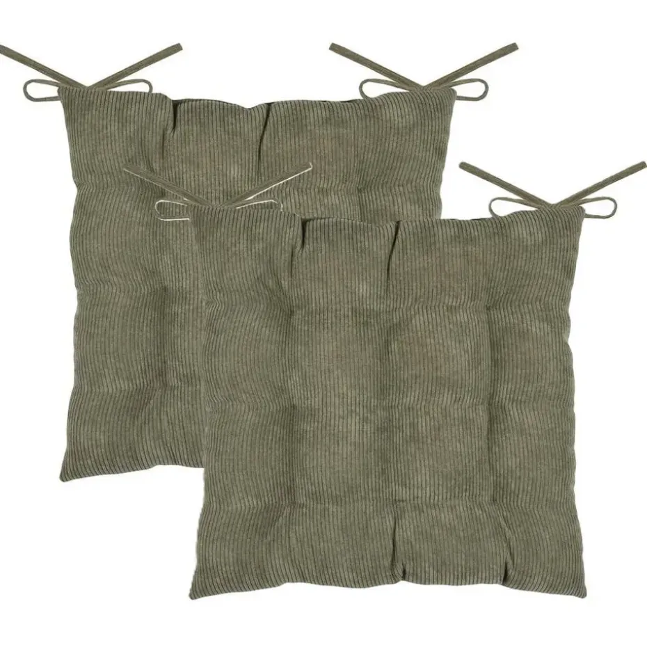 Stof Textile stoelkussen - olijfgroen - 38 x 38 x 5 cm