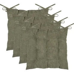 Stof Textile stoelkussen - olijfgroen - 38 x 38 x 5 cm