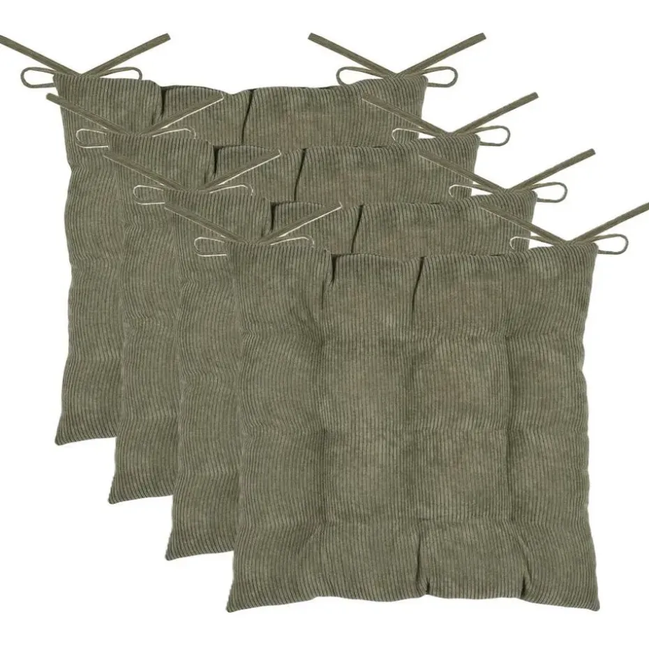 Stof Textile stoelkussen - olijfgroen - 38 x 38 x 5 cm