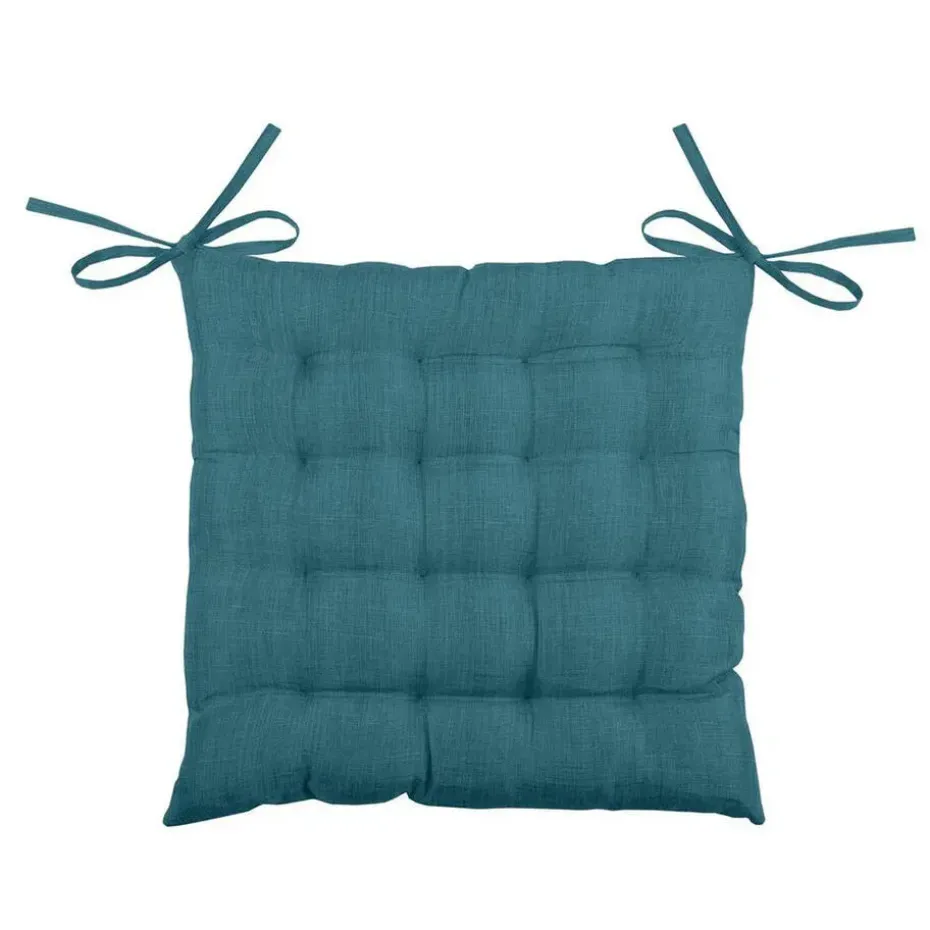 Stof Textile stoelkussen - petrol blauw - 40 x 40 x 4 cm