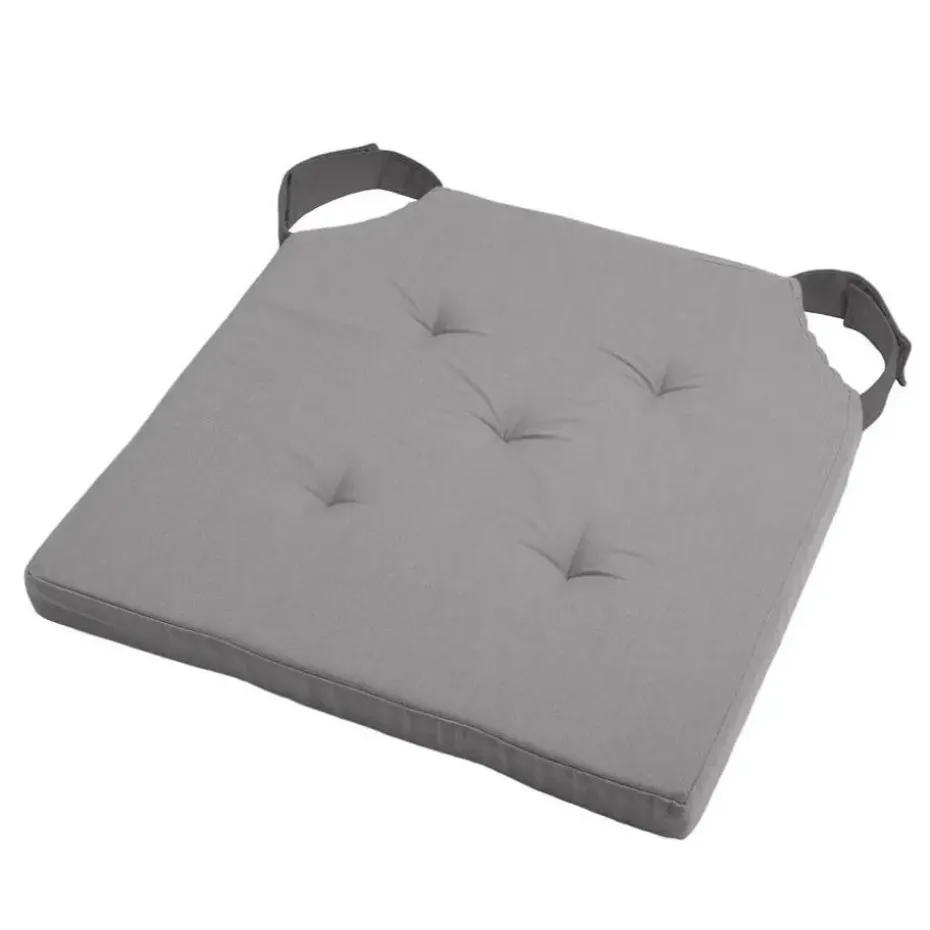 Stof Textile stoelkussen - grijs - 38 x 38 x 4 cm