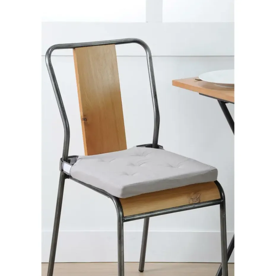 Stof Textile stoelkussen - grijs - 38 x 38 x 4 cm