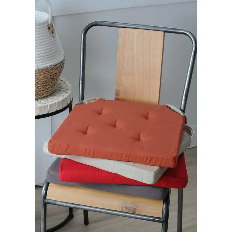 Stof Textile stoelkussen - grijs - 38 x 38 x 4 cm