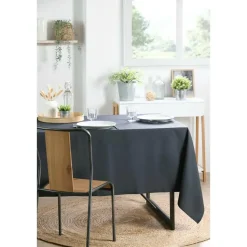 Stof Textile Tafelkleed - 145 x 240 cm - donkergrijs - Tafellaken