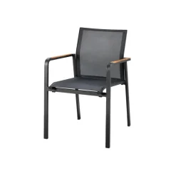 Suns Tutti stapelbare tuinstoel - Antraciet met teak armleuning